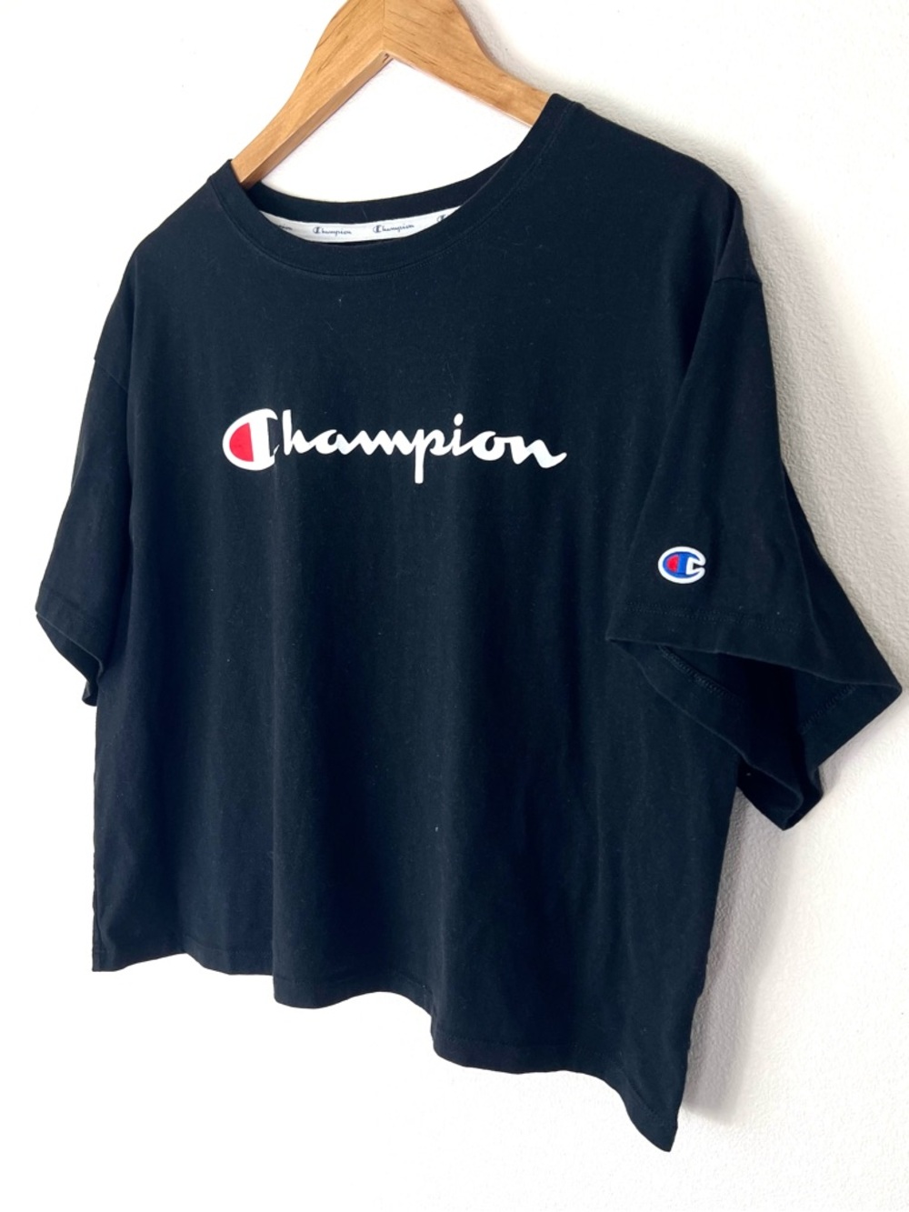 Champion Women's Black Logo Short Sleeve Tee Size XL - Picture 2 of 4